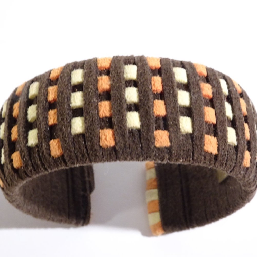 DANNIJO  brown yellow orange Suede Wide Cuff Bracelet NWOT NWOT $225.00